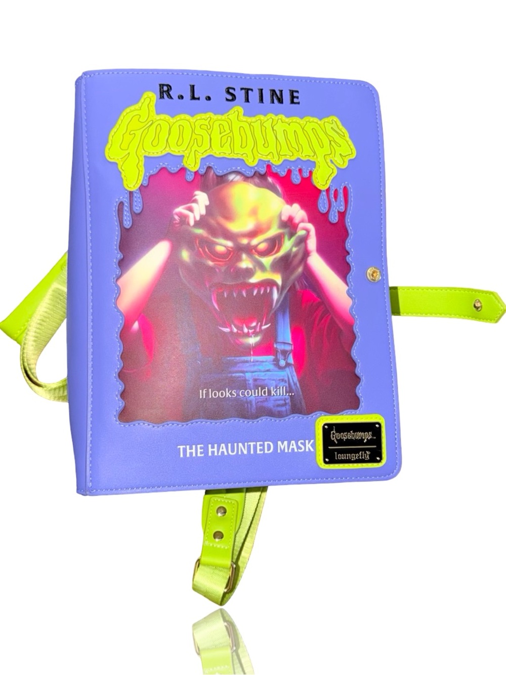 Loungefly Goosebumps Haunted Mask Book Cover Mini Backpack Glow in Dark